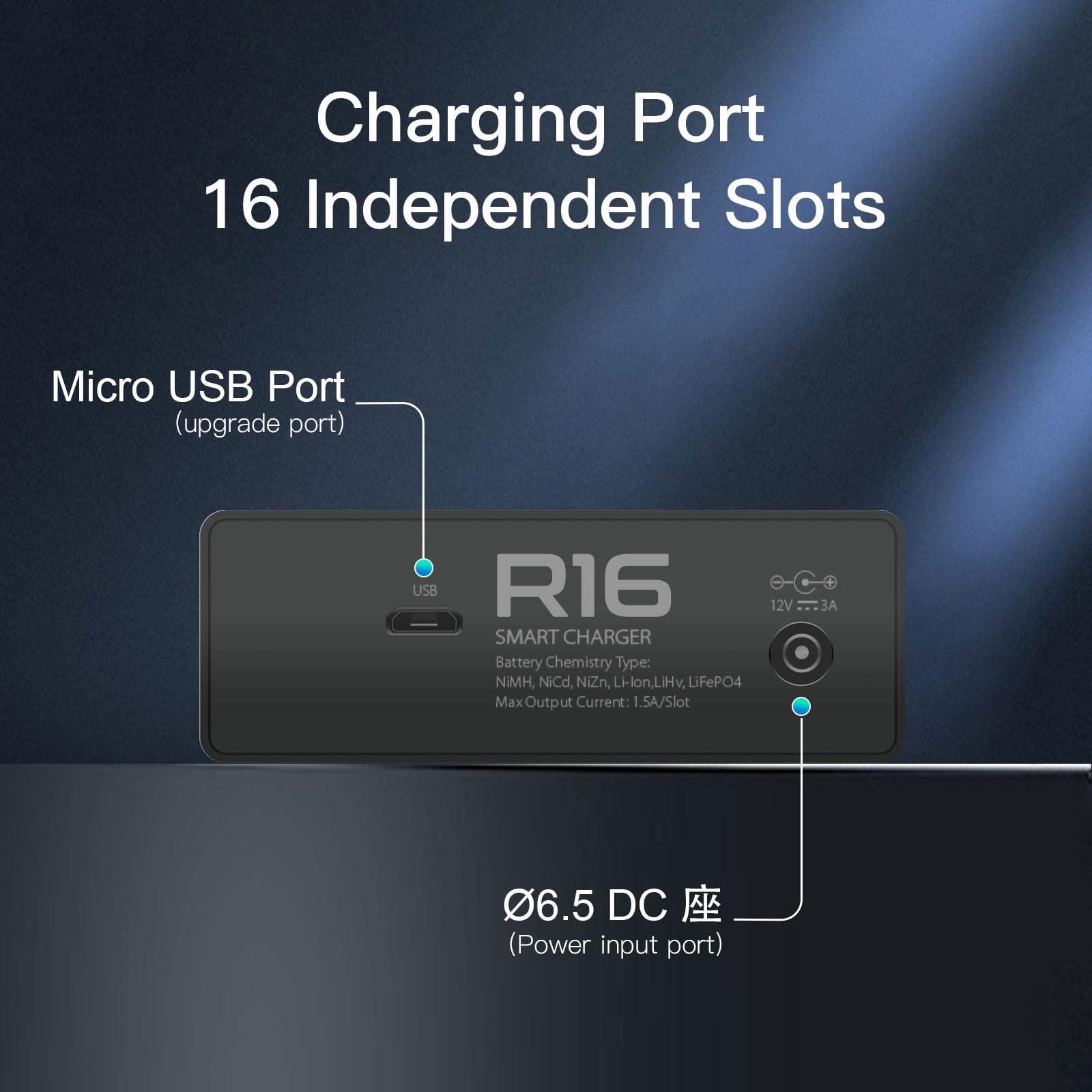 Amazon | LIMETA 16スロット急速電池充電器 LCD付き、単3形・単4形 16